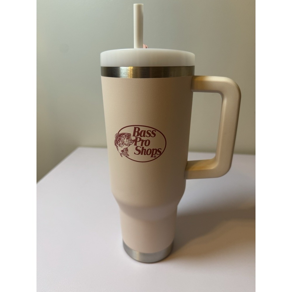 Bass Pro Shop Pink‎ Water Bottle W/ Straw 40oz Insulated  New BPA Free